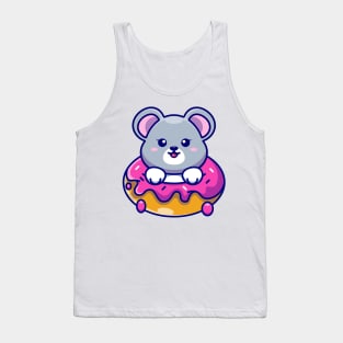 Cute baby mouse with doughnut cartoon Tank Top